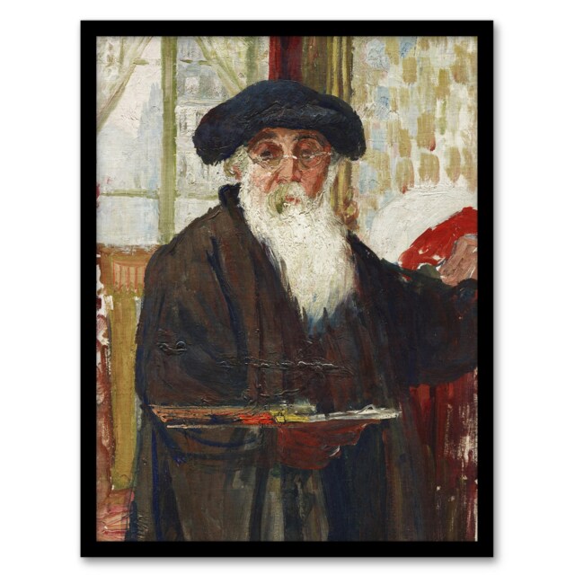 "Self Portrait With Paint Palette Pissarro Framed Wall Art Print 12X16"""