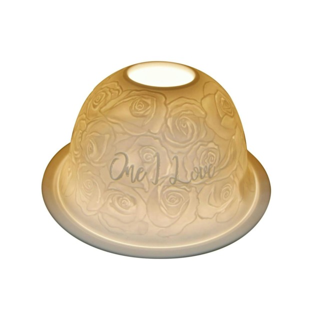 Nordic Lights Tealight Porcelain Candle Shade and Plate One I Love