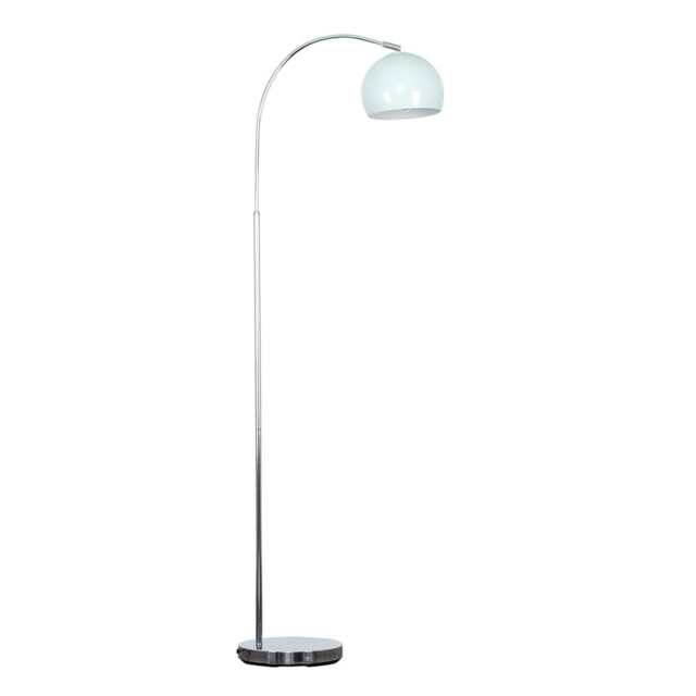 ValueLights Curva Chrome Stem Floor Lamp Pale Blue Light Shade and Bulb
