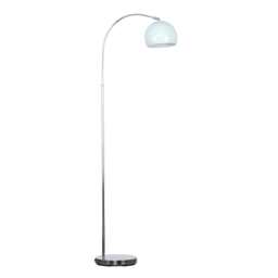 ValueLights Curva Chrome Stem Floor Lamp Pale Blue Light Shade and Bulb