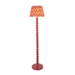 Higgledy Gloss Pink Clay Paint Floor Lamp with Apricot Orange Fabric Zigzag Shade 35cm E27