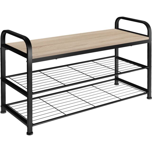 Shoe Rack Southampton - surface shelf and 2 grid shelves, industrial style Brown industrial wood light, oak Sonoma 91 x 36 x 55 cm 1