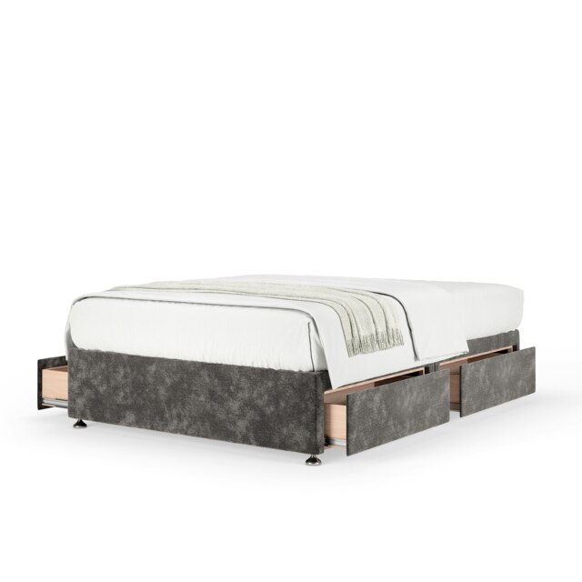 Super Ortho Orthopaedic Charcoal Chenille 4 Drawer Divan Set Super King
