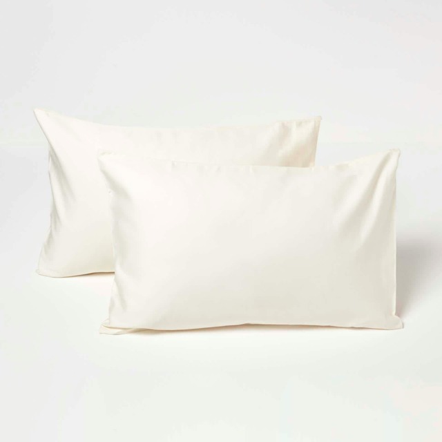 Homescapes Cream Organic Cotton Kids Pillowcases 40 x 60 cm 400 Thread Count - 2 Pack Cream