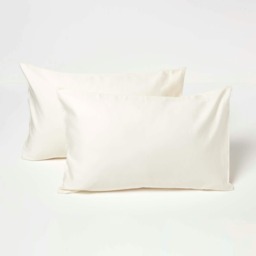 Homescapes Cream Organic Cotton Kids Pillowcases 40 x 60 cm 400 Thread Count - 2 Pack Cream