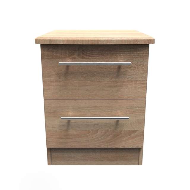 Carlton 2 Drawer Compact Bedside Cabinet in Bardolino Oak (Ready Assembled) Brown Bardolino Oak