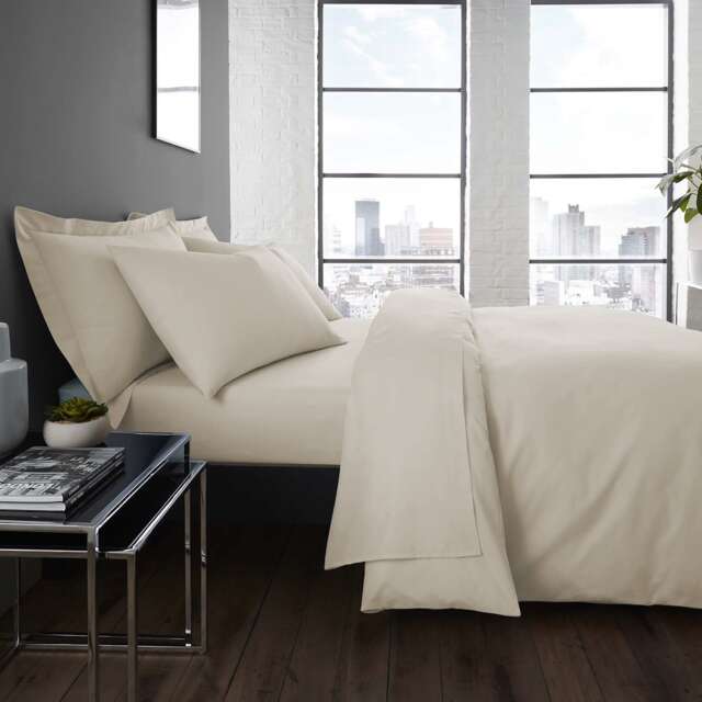Serene Plain Dye Fitted Bed Sheet Natural