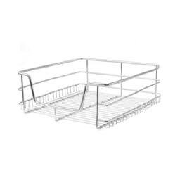 2 x KuKoo Kitchen Pull Out Storage Baskets – 400mm Wide Cabinet Silver
