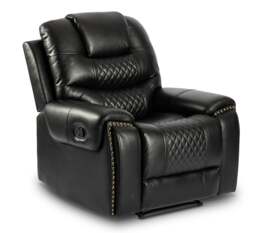 Faux Leather Black Ravenna Manual Recliner Chair