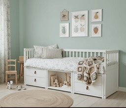 Lottie Day Bed Single with Pullout Underbed Storage Drawers in White