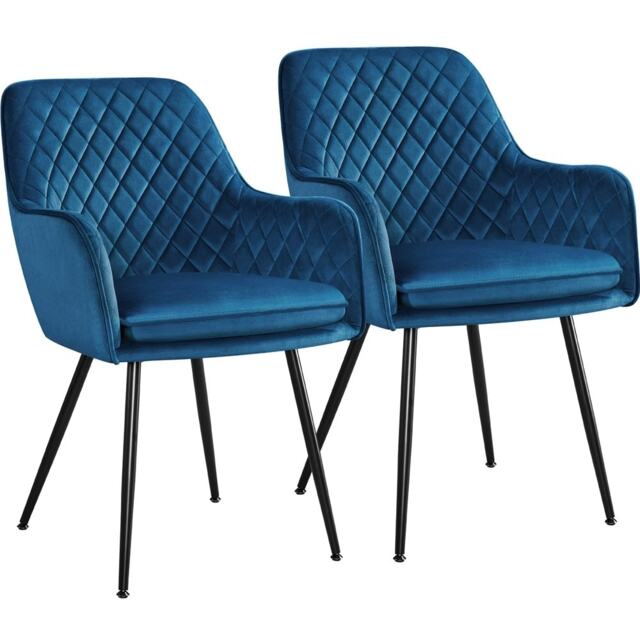 Yaheetech Set of 2 Upholstered Dining Chairs with Velvet Fabric