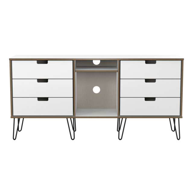 Taiwan 6 Drawer Sideboard in White Matt (Ready Assembled) White White Matt