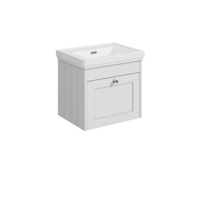 Balterley Wall Hung 1 Drawer Unit with Classic Basin No Tap Hole White 431 x 500 x 390mm
