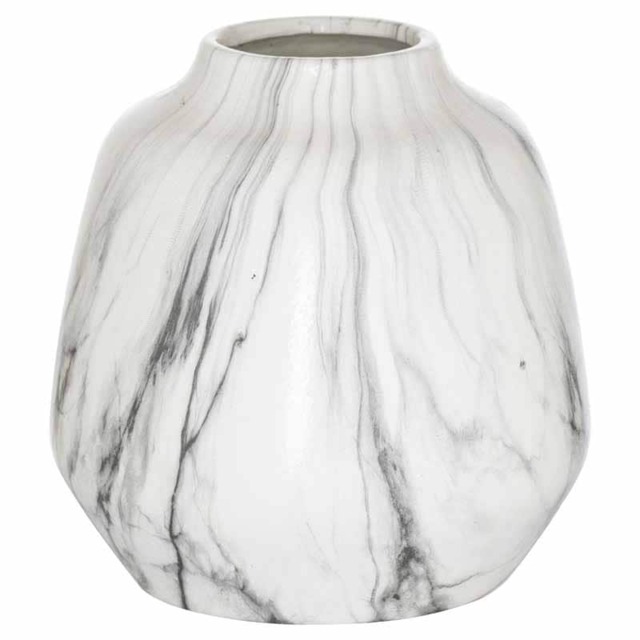 Marble Olpe Vase - Ceramic - L20 x W20 x H20 cm - Grey/White White