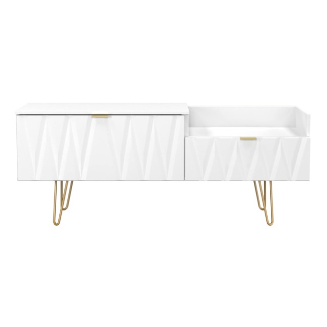 Dallas 2 Drawer 2 Level Media Unit in White Matt (Ready Assembled) White White Matt