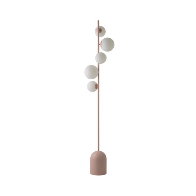 ValueLights Marlow Blush Pink 5 Way Floor Lamp Globe Shades