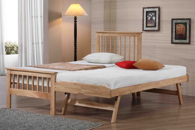 Pentre Single 3ft Hardwood Oak Guest Bed Brown Single