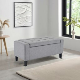 Home Republic Linen Storage Ottoman Bench - 92cm x 40cm Grey