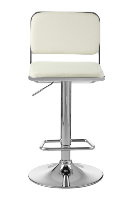 Interiors by Premier White Seat And Chrome Base Bar Stool, Adjustable Height Kitchen Bar Stool, Footrest Swivel Barstool