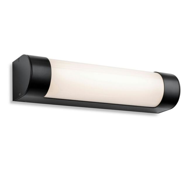Lima Bathroom LED Wall Light 300mm Black with Opal Diffuser IP44
