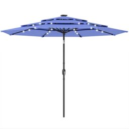 Outsunny 2.8 m Garden Parasol Umbrella with Light, Patio Umbrella Blue Navy blue Dia. 282 x 243 cm