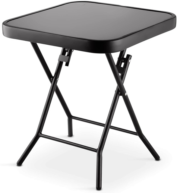 Folding Side Table Glass Top Small Side Stool Drink Coffee Garden Home Furniture