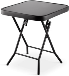 Folding Side Table Glass Top Small Side Stool Drink Coffee Garden Home Furniture