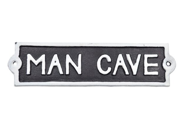 """Man Cave"" Wall Plaque - Aluminium - L1 x W22 x H6 cm"
