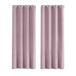Lavender Lilac Lined Blackout Eyelet Curtain Pair - 46 x 63 Inch Drop Purple One Size