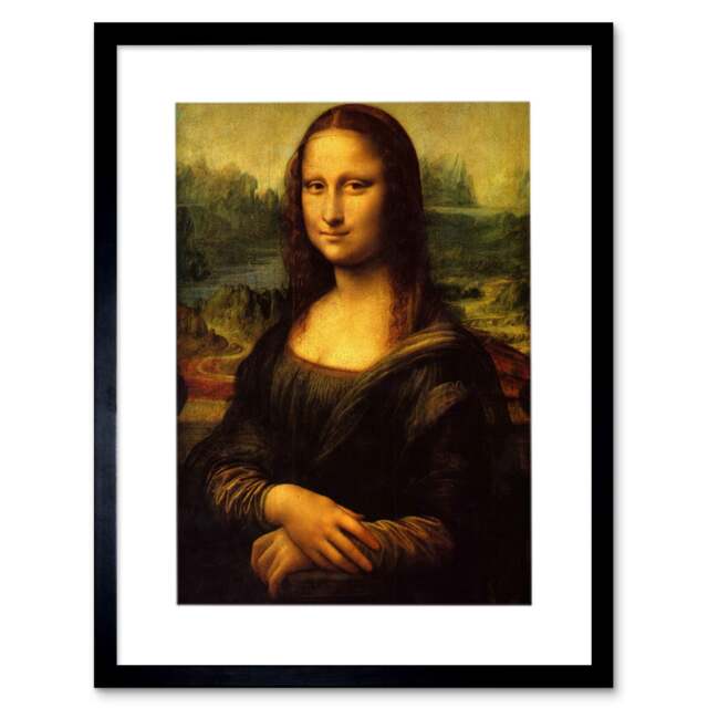 "Leonardo Da Vinci Mona Lisa Painting Home Decor 12x16"" Framed Wall Art Print"