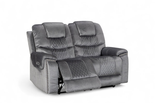 Chenille Fabric Grey 2 Seater Electric Recliner Sofa RAVENNA