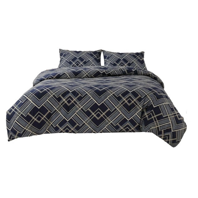 Geometric Zig Zag Print Duvet Cover Stylish Durable Bedding Set for Home Grey Super King
