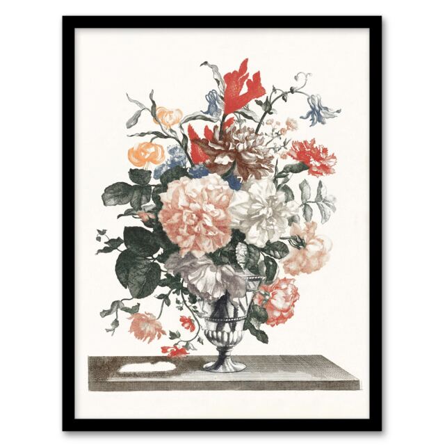 "Flower Bouquet In A Glass Vase Johan Teyler Framed Wall Art Print 12X16"""