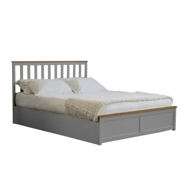 3ft Single Wooden Ottoman Gas Lift Storage Bed In Grey