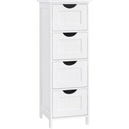 Wooden Bathroom Cabinet, Freestanding Bathroom Storage with 4 Drawers, White