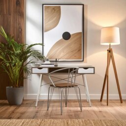 Orsina Grey Metal and Elm Wood Arm Chair, Accent Dining Arm Chair, Versatile Wooden Chair for Home, Office, Lounge
