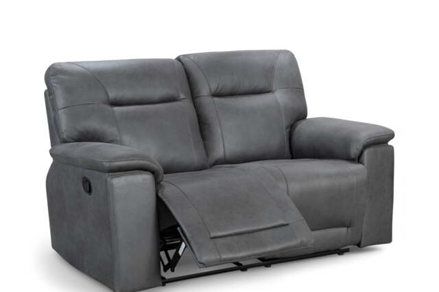 Faux Leather Grey 2 Seater Manual Recliner Sofa MURCIA