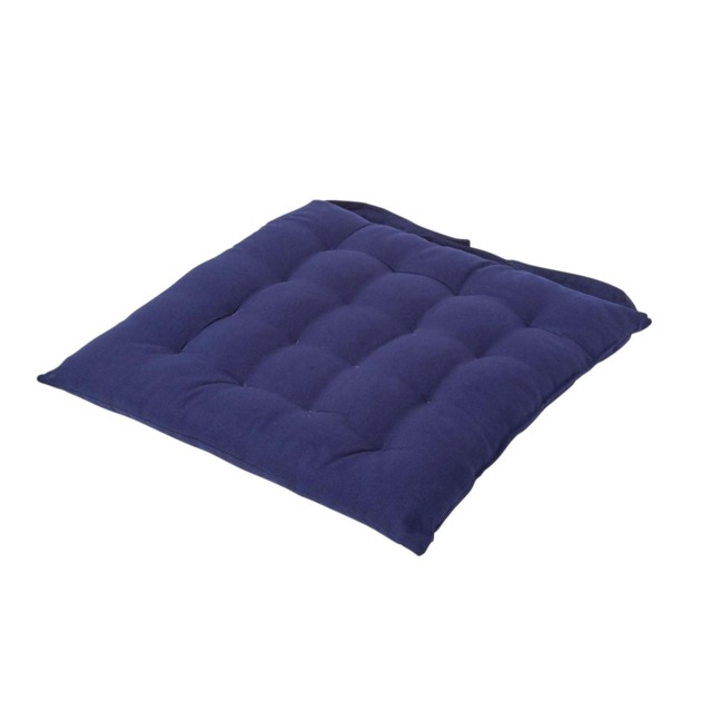 Homescapes Seat Pad Luxury Cotton Indoor Outdoor Garden Dining Cushion Navy Blue 40 x 40 cm 1