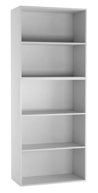 Wide 5-Tier Bookcase White 1