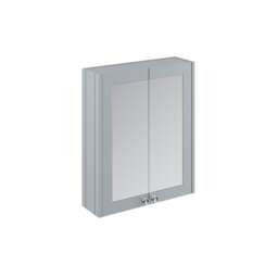 Balterley Traditional Bathroom Wall Mounted 2 Soft-Close Doors Mirror Cabinet with 1 Shelf Storage, Satin Grey, 715 x 600 x 182mm