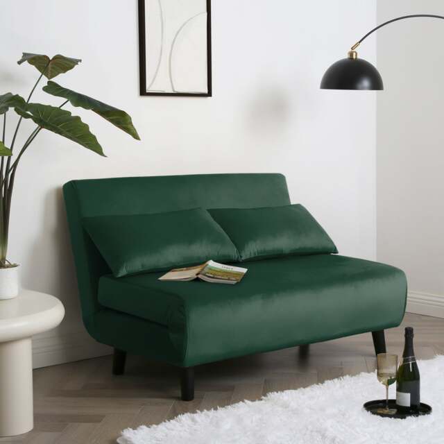 Aurora Double Sofa Bed Green Velvet