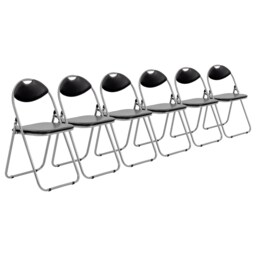 Harbour Housewares Harbour Housewares Padded Folding Chairs - 44cm - Black/Silver - Pack of 6 Black Black
