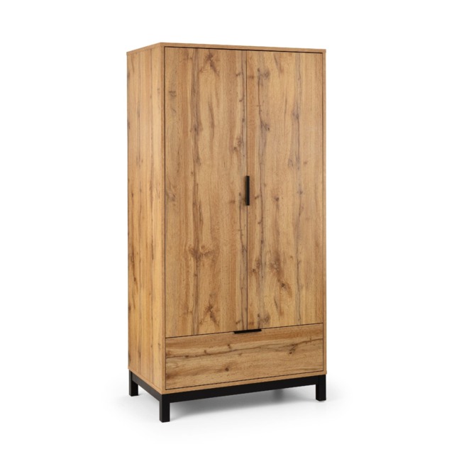 Premium Kora 2 Door & 1 Drawer Wardrobe in Oak