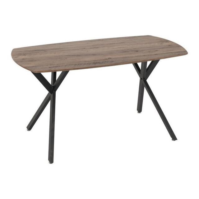 Athens Rectangular Dining Table - L80 x W140 x H75 cm - Medium Oak Effect/Black Brown