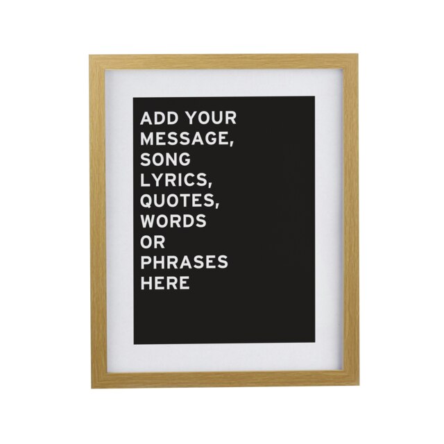 Personalised Typography Oak Poster Frame Brown One Size