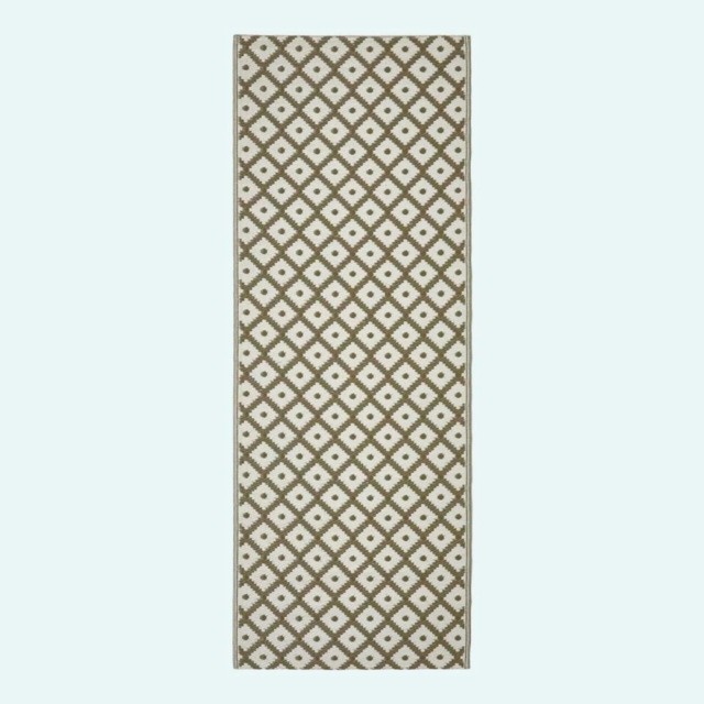 Homescapes Outdoor Rug Runner Luxury Waterproof Reversible, 75 x 200 cm, Green, May Geometric Green Olive Green