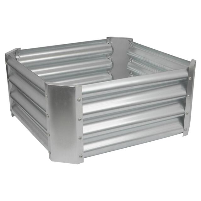 Harbour Housewares Raised Garden Bed - Silver Square Bottomless Metal Raised Bed Galvanised Steel Planter Box 60 x 60cm