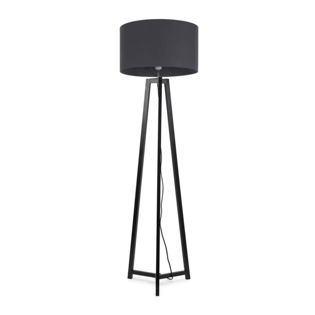 ValueLights Lottie Black Wood Tripod Floor Lamp Charcoal Shade