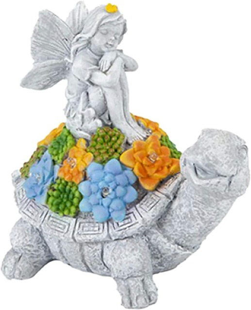Pack of 3 Solar Turtle Fairy Garden Ornament Grey One Size