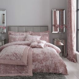 Crushed Velvet Duvet Cover Set Pink Blush Pink